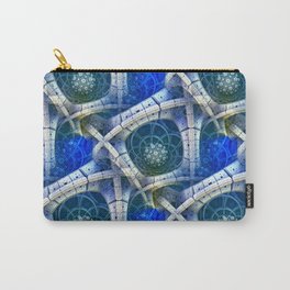 3D - abstraction -e- Carry-All Pouch | White, Seamless, 3D, Modern, Graphicdesign, Blue, Pattern, Abstract, Digital, Fractal 