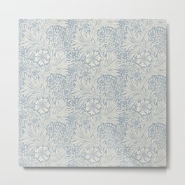 William Morris Marigold China Blue Ivory Vintage Floral Pattern Metal Print | Farmhouse, Colour, Floral, Cottagecore, Flowers, Botanical, Blue, Midcentury, Pattern, White 