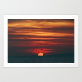 Breathtaking Sunset with Giant Sun | Beach's Landscape Photography Art Print