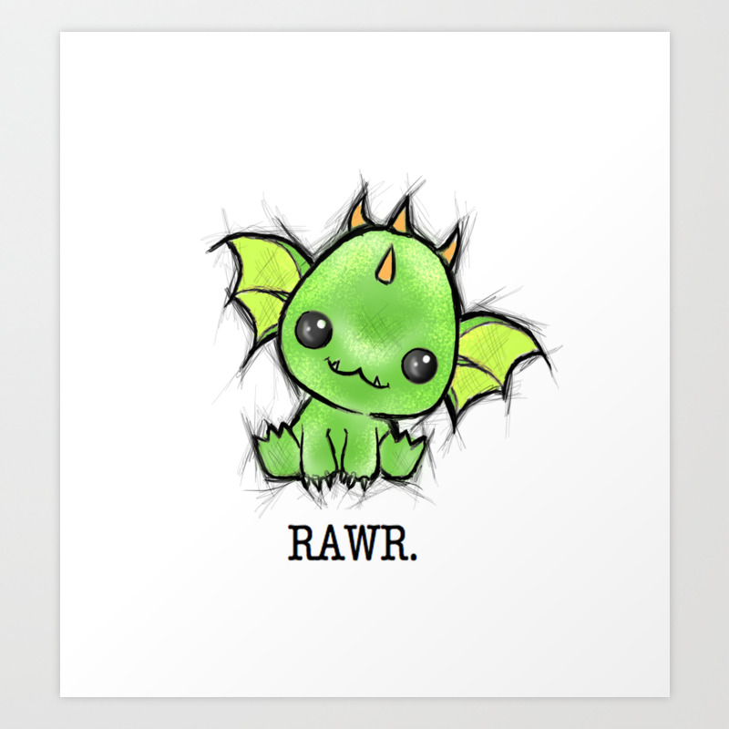 Baby Dragon Kawaii Art Print By Steelartstudios Society6 Fish vector cartoon animal kawaii cute doodle background illustrator vector graphic design. baby dragon kawaii art print by steelartstudios