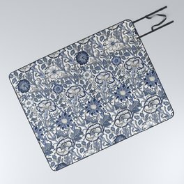 William Morris Navy Blue Botanical Pattern 6 Picnic Blanket