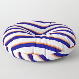 [ Thumbnail: Tan, Red, Blue & Mint Cream Colored Stripes/Lines Pattern Floor Pillow ]