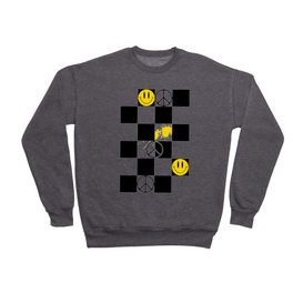 Checkered Smiley Face & Peace Sign Crewneck Sweatshirt | Happiness, Pattern, Psychedelic, Peace Sign, Checkered, Happy, Smiley, Graphicdesign, Faces, Shapes 