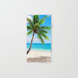 palm tree by the beach Hand & Bath Towel
