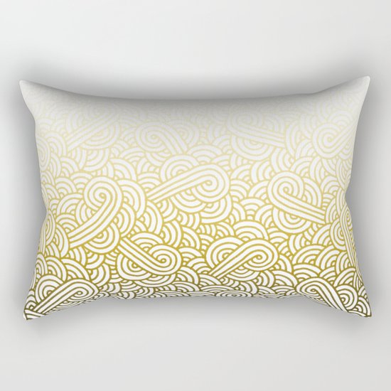 Gradient yellow and white swirls doodles Rectangular Pillow