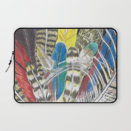 Feathers Colorful Hand Drawn Colored Pencil Drawing of Bird Plumage Laptop Sleeve