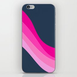 Pink Blue Wavy Retro Design - Colorful Art Pattern  iPhone Skin