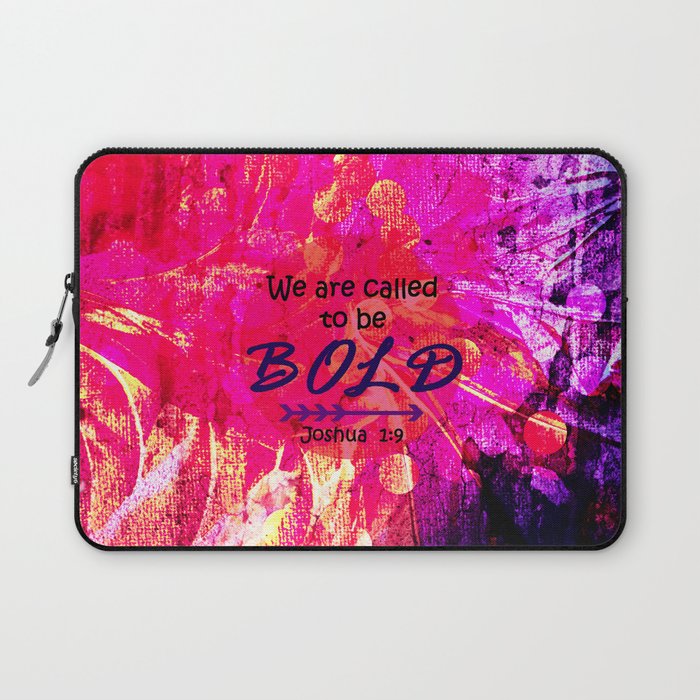 CALLED TO BE BOLD Floral Abstract Christian Typography Scripture Jesus God Hot Pink Purple Fuchsia Laptop Sleeve
