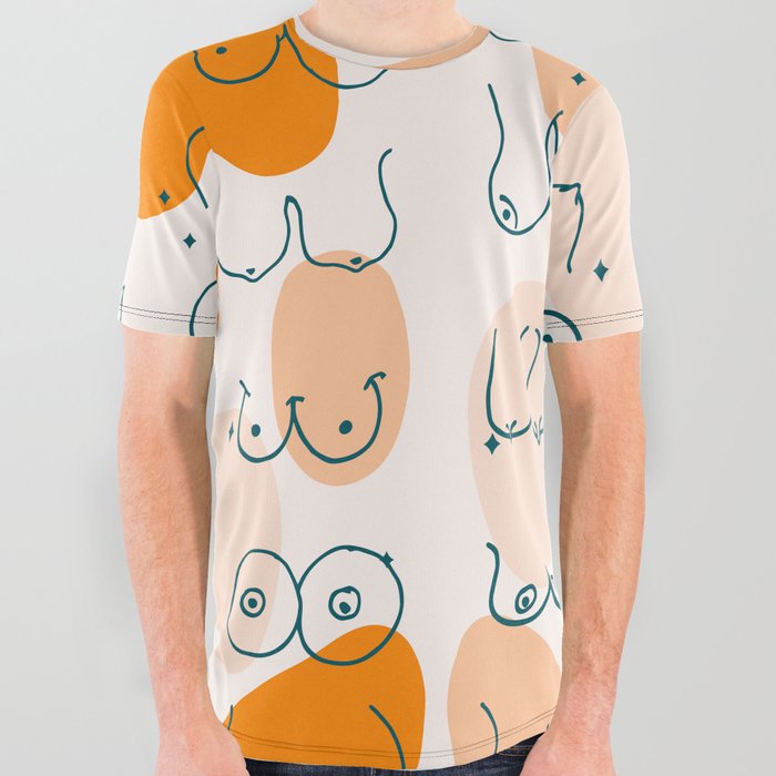 Geometric Beautiful Boobs Abstract All Over Graphic Tee by Dagitab