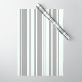 [ Thumbnail: Dark Gray & Mint Cream Colored Lines Pattern Wrapping Paper ]