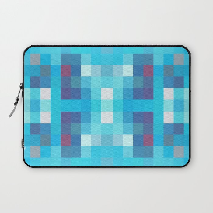 geometric symmetry art pixel square pattern abstract background in blue red Laptop Sleeve