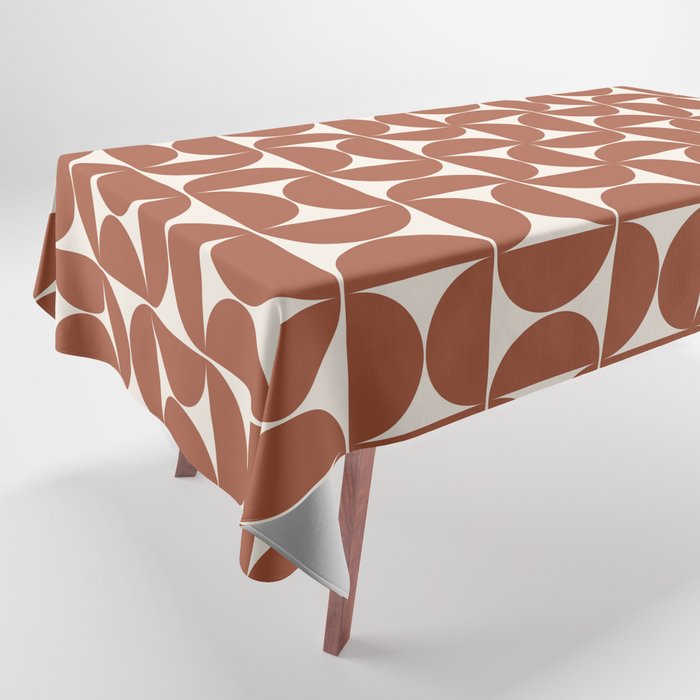 Abstract Mid Century Modern Rust Terracotta Tablecloth