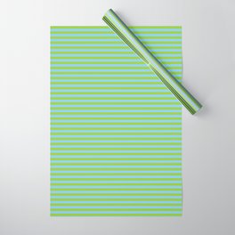 [ Thumbnail: Green & Light Sky Blue Colored Stripes Pattern Wrapping Paper ]