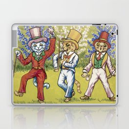 Three cats performing a song and dance act Gouache by Louis Wain Laptop Skin