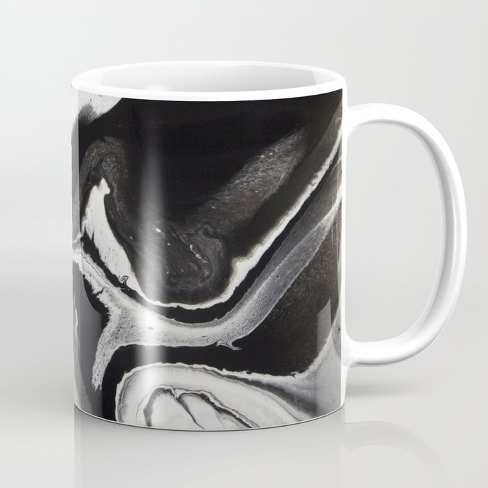 Abstract Black And White Marbled Fluid Painting Coffee Mug By