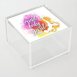 Mind body spirit- Yoga and meditation watercolor quotes in warm scheme	 Acrylic Box