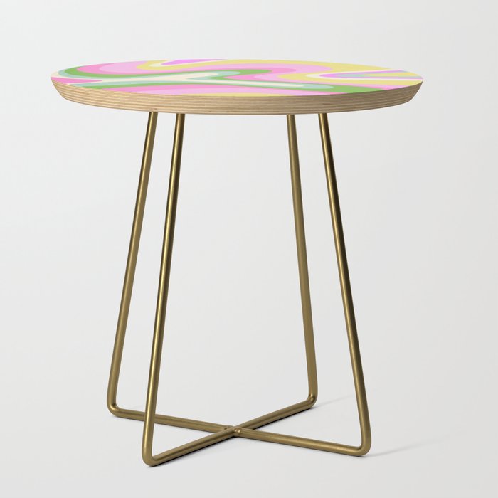 Neon Pastel Abstract Bubble Gum Swirl - Pink Side Table