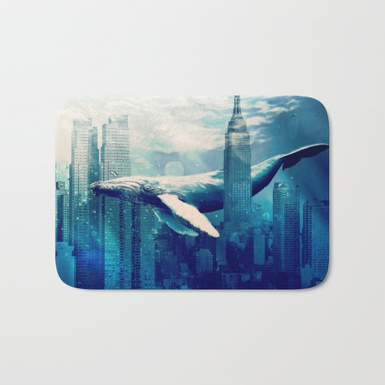 Blue Whale in NYC Bath Mat