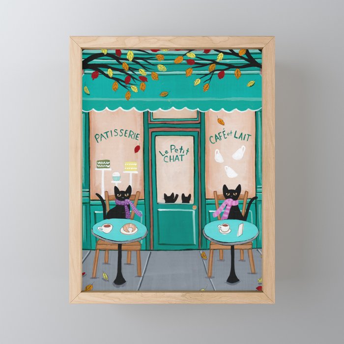 Paris Cafe for Cats Framed Mini Art Print