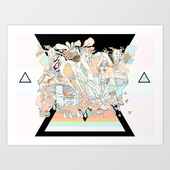mushrooms & horses Art Print