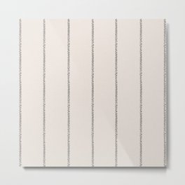 French Cream Linen Stripe Metal Print