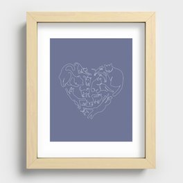Feline Good - Blue Recessed Framed Print
