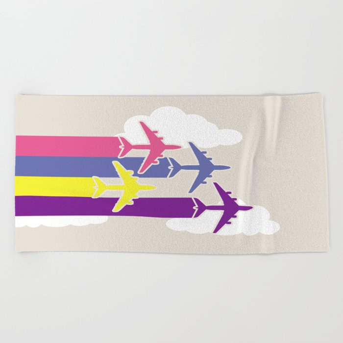 Colorful airplanes Beach Towel