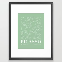 Picasso Green Faces Line Art Framed Art Print