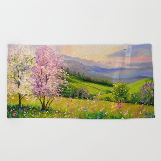 Spring in the mountains Beach Towel