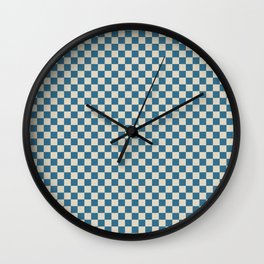 Tiny Checks Check Pattern in Boho Blue and Beige Wall Clock