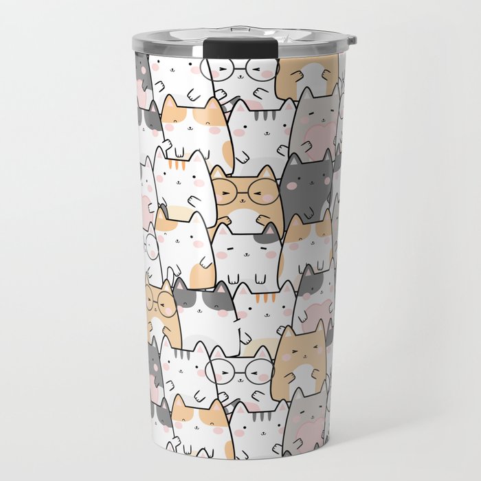 Kawaii Cute Cats Pattern Travel Mug