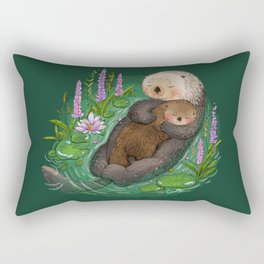 Sea Otter Mother & Baby Rectangular Pillow