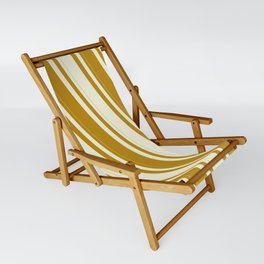 [ Thumbnail: Dark Goldenrod & Beige Colored Stripes Pattern Sling Chair ]