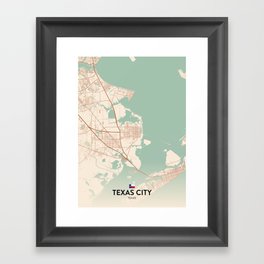 Texas City, Texas, United States - Vintage City Map Framed Art Print