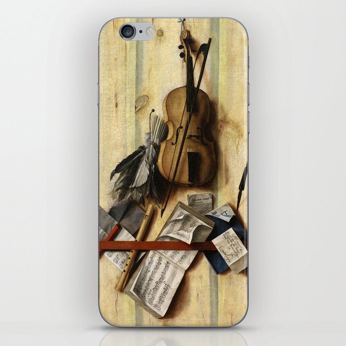 Trompe l'oeil with Violin, Music Book and Recorder, 1672 by Cornelius Norbertus Gijsbrechts iPhone Skin
