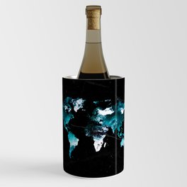 World Map Continents Ourline in Ocean and Marble (ix 2021) Wine Chiller