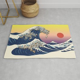 The Great Wave Of  Cat Area & Throw Rug