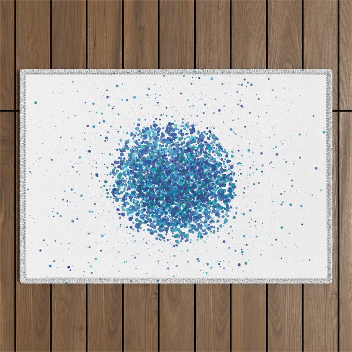 Attraction of blue green aquamarine dots points - Abstract minimal modern pointillism art Outdoor Rug