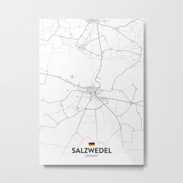 Salzwedel, Germany - Light City Map Metal Print