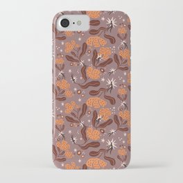 Whimsical Floral Pattern "Wonder" - Brown & Orange iPhone Case