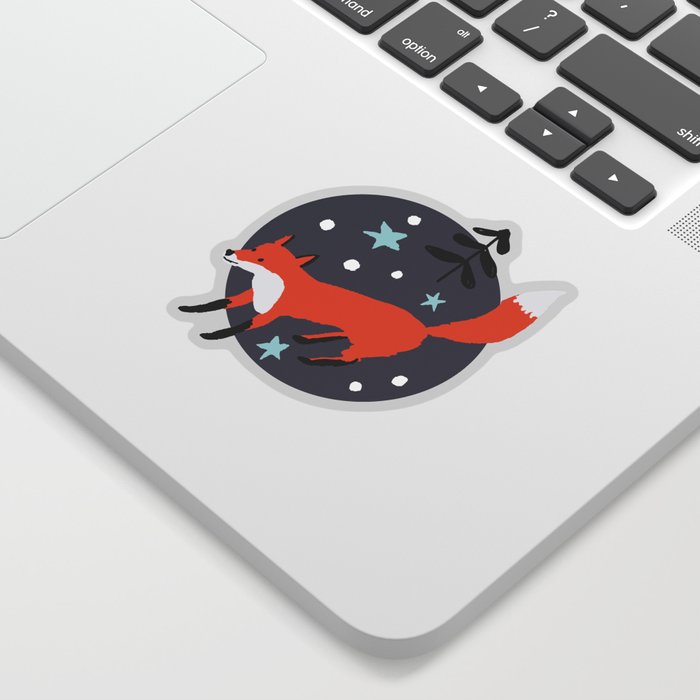 Red foxes in the nignt winter forest Sticker