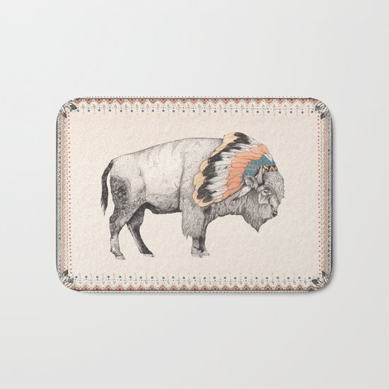 White Bison Bath Mat