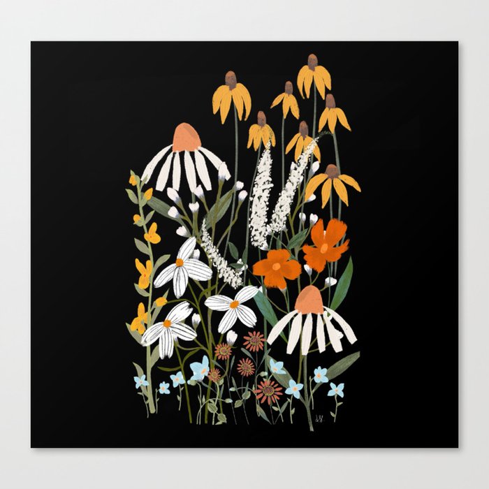 Midnight Summer Cottage Flower Canvas Print