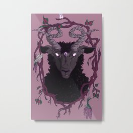 Goat Wreath Metal Print | Pagan, Satanic, Wiccan, Painting, Dark, Wreath, Goat 