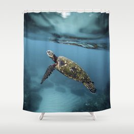 Sea Turtle Under the Water Shower Curtain