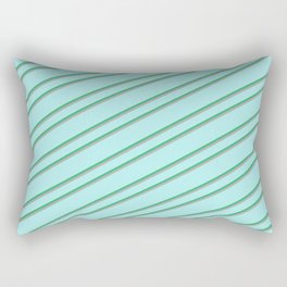 [ Thumbnail: Turquoise, Sea Green, and Dark Grey Colored Striped Pattern Rectangular Pillow ]