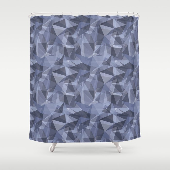 Ice: Abstract Polygon Blue and Purple Cubism Low Poly Triangle Design Shower Curtain