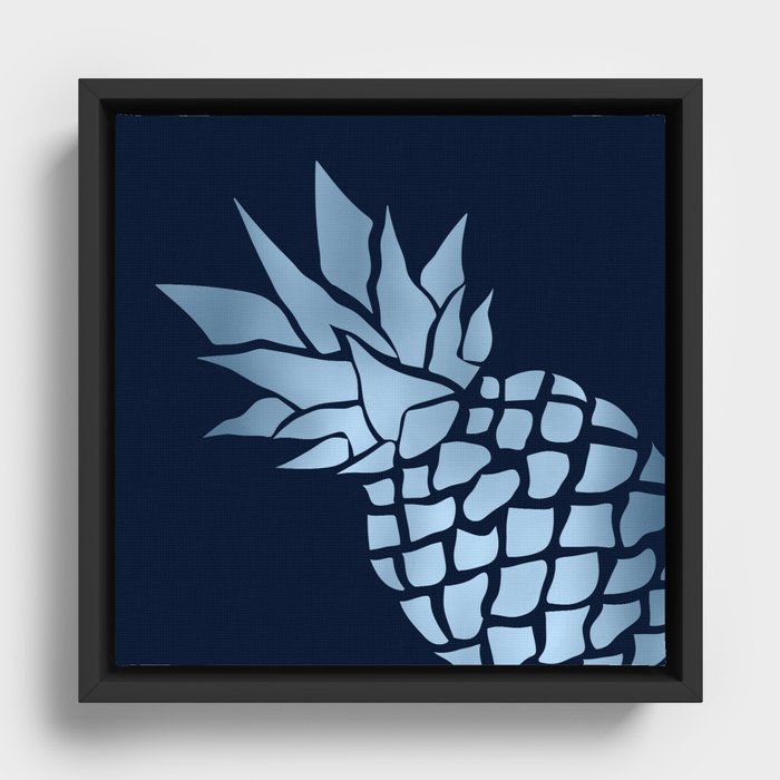 Big Pineapple in Blue and Navy Framed Canvas