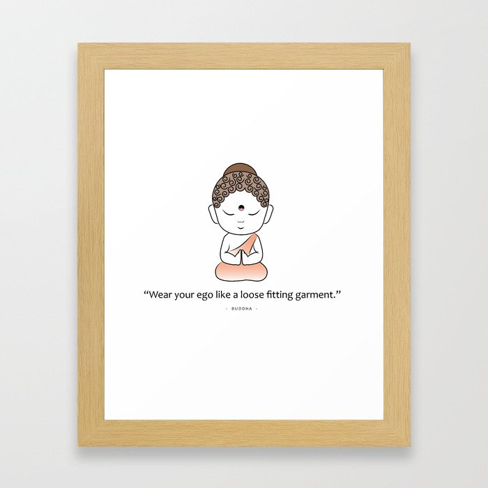Cute little Buddha with inspiring quote Framed Art Print