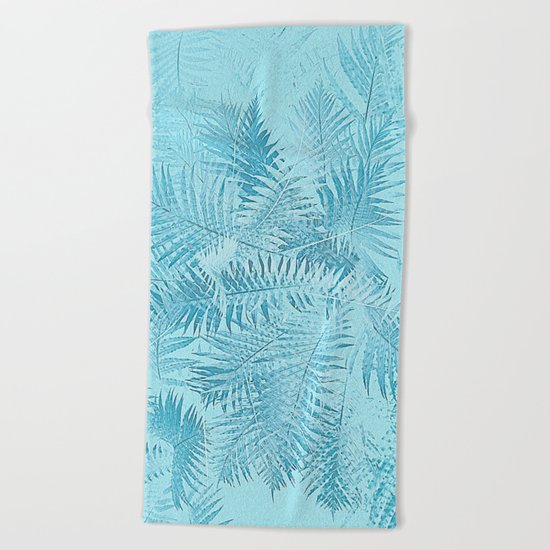 Abstract Tropical leaves Beach Towel